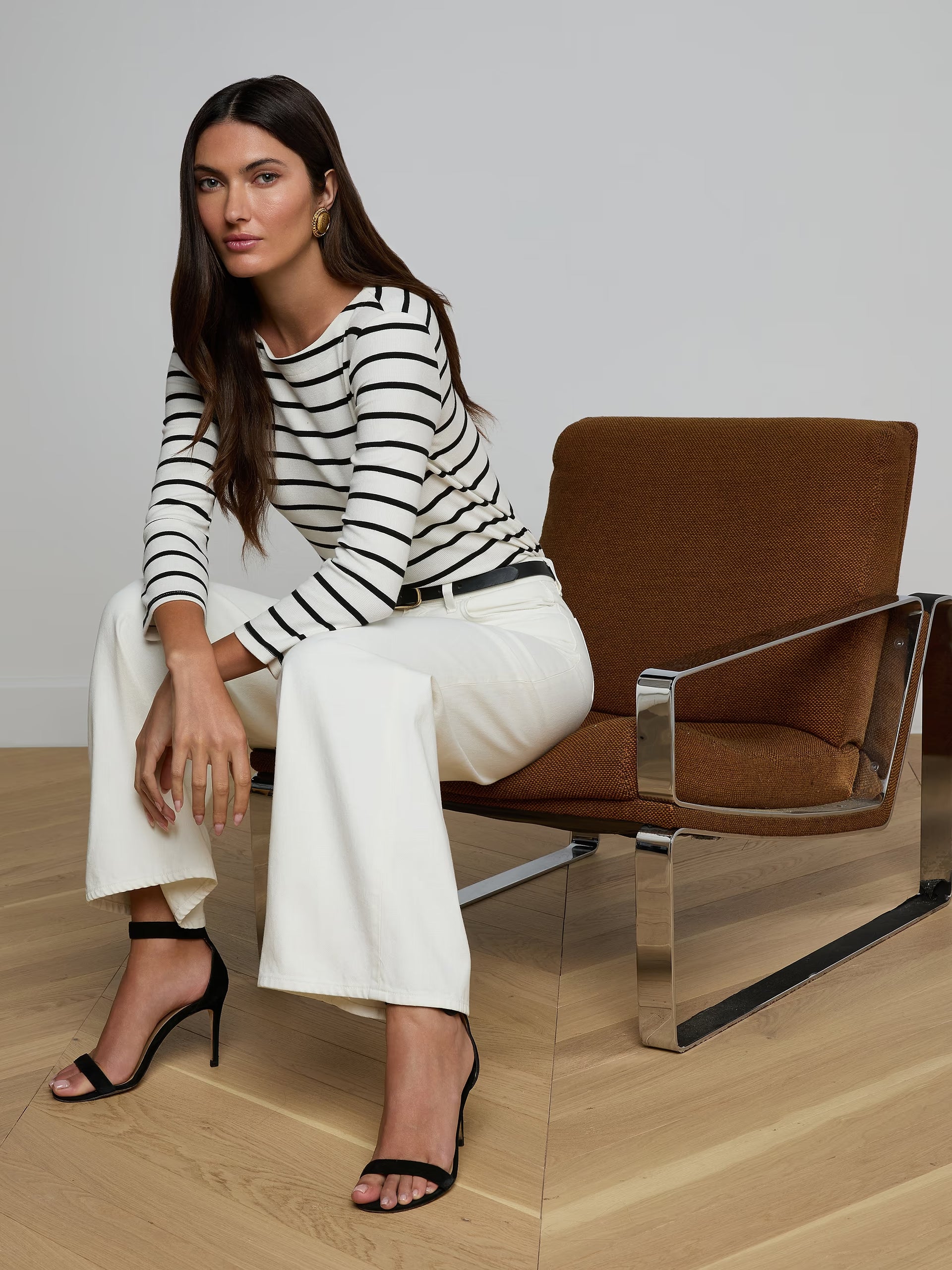 L'Agence Alicent Wide-Leg Jean Light Ecru