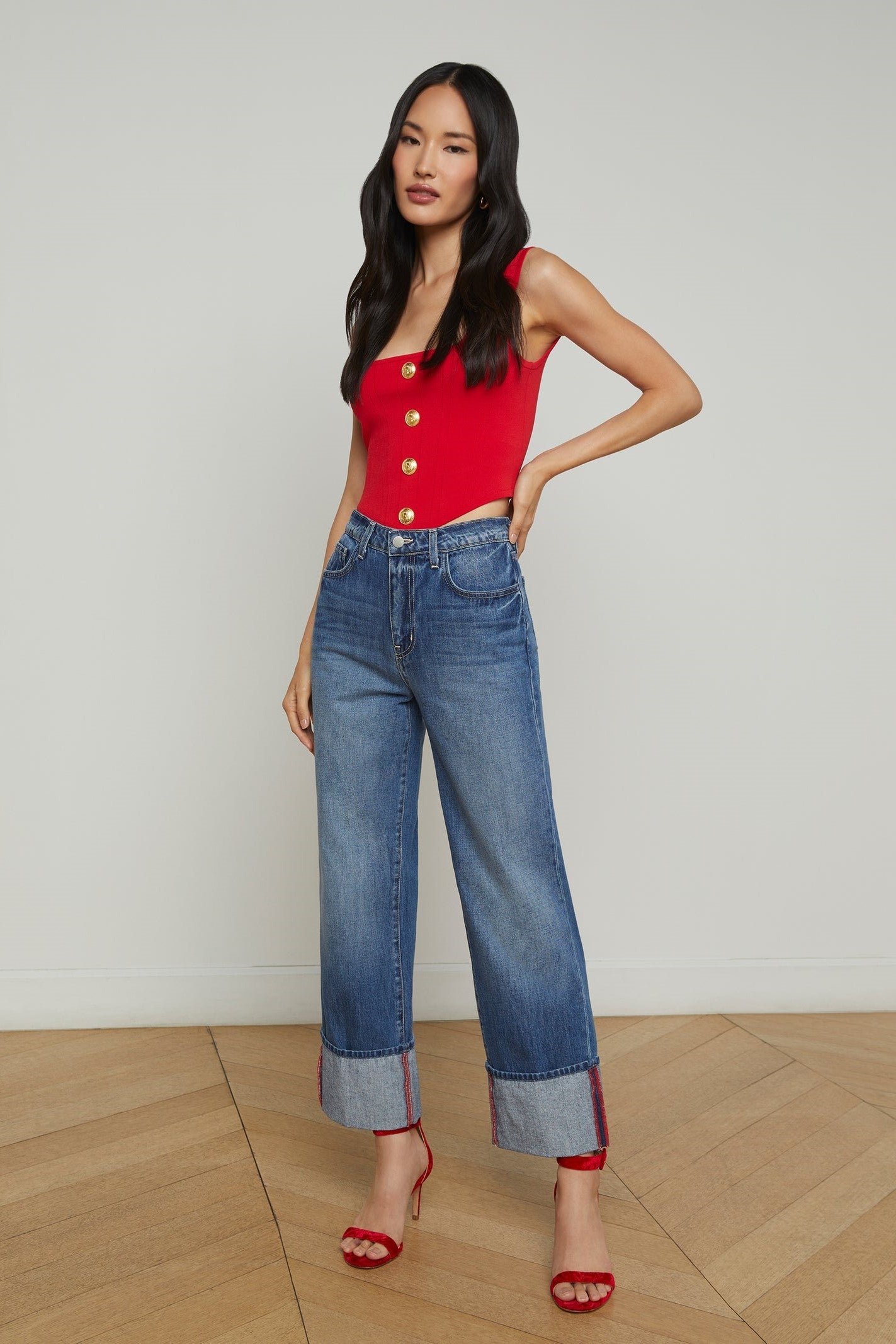 L'Agence Leighton Cuffed Stovepipe Jean - Main Image