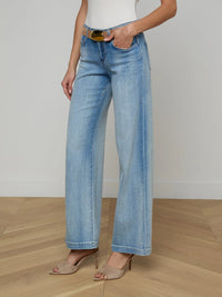 L'Agence Joanne Low-Rise Wide-Leg Jean Dry Ice