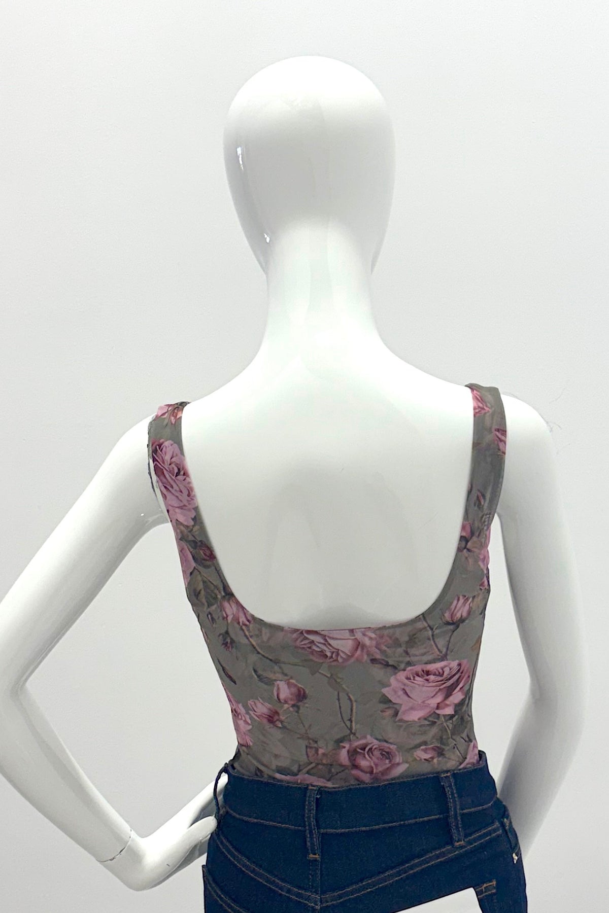 L'Agence Kalea Scoop Neck Tank Bodysuit Smoky Olive
