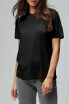 Majestic Lyocell Cotton Short Sleeve Semi Relaxed Crewneck T-Shirt Black