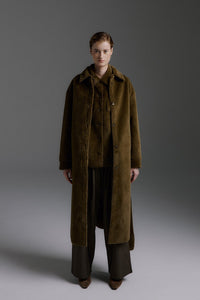 Molliolli Diane Belted Long Coat Khaki Green