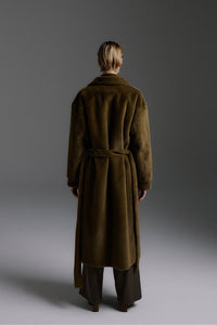 Molliolli Diane Belted Long Coat Khaki Green