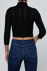 L'Agence Kamdyn Cable Mock Neck - Black/Gold