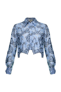 L'Agence Akemi Cropped Eyelet Blouse