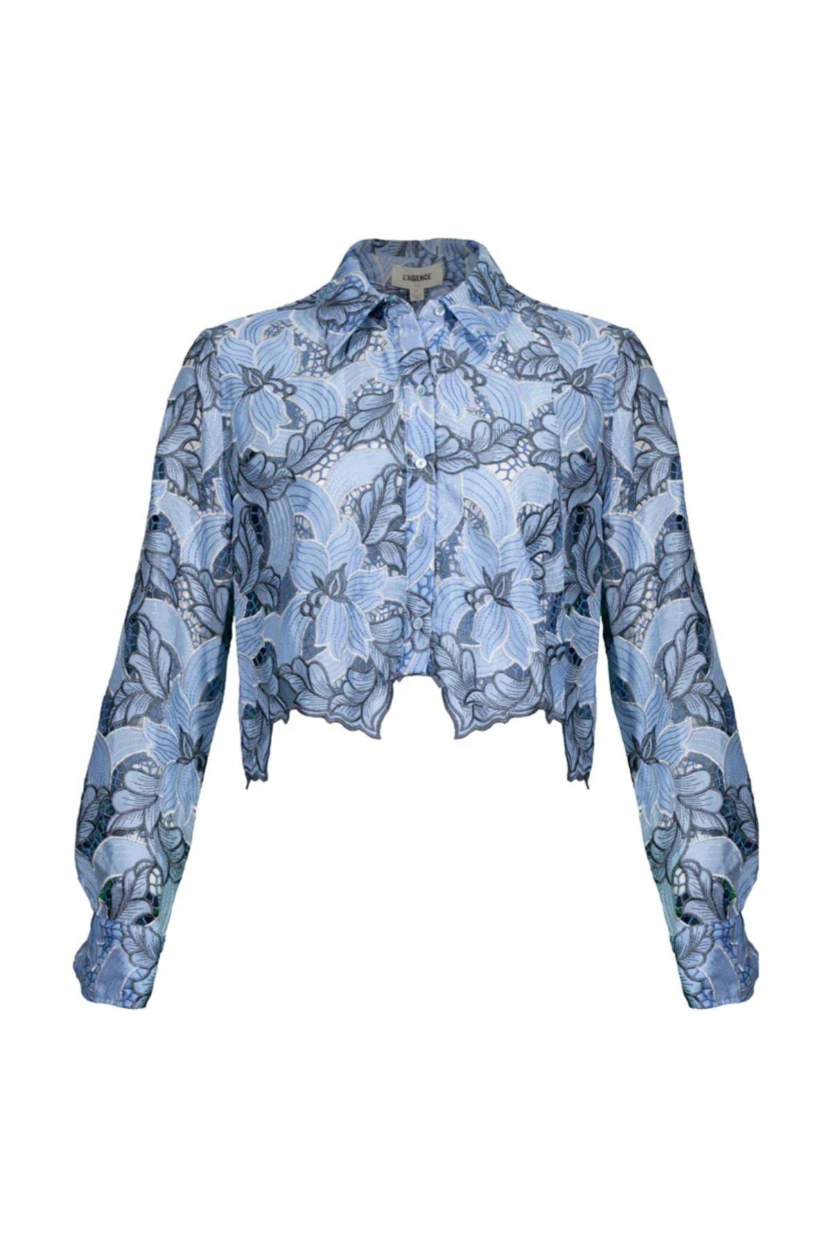 L'Agence Akemi Cropped Eyelet Blouse