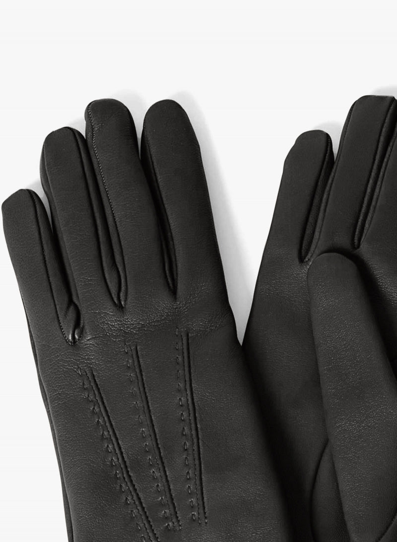 Cinzia Rocca Nappa Leather Gloves with Band and Hook Black