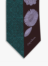 Cinzia Rocca Twill Silk Headband With Geometric Pattern and Leaves - Bordeaux