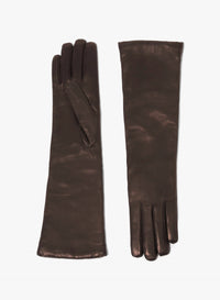 Cinzia Rocca Long Brown Nappa Leather Gloves Brown