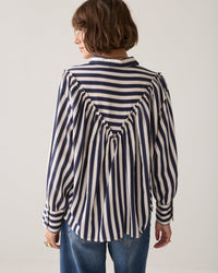 Summum Blouse Stripe satin MIDNIGHT BLUE