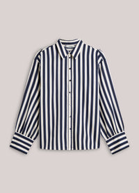 Summum Blouse Stripe satin MIDNIGHT BLUE