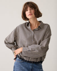 Summum Blouse boxy two tone stripe MIDNIGHT BLUE