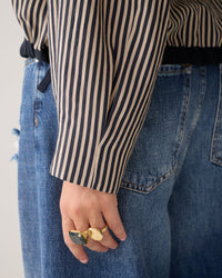 Summum Blouse boxy two tone stripe MIDNIGHT BLUE