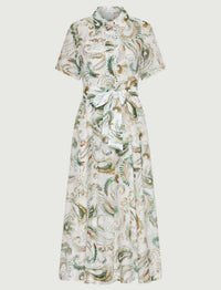 Marella Robe en Voile de Coton et Soie Blanc Optique