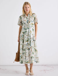 Marella Robe en Voile de Coton et Soie Blanc Optique