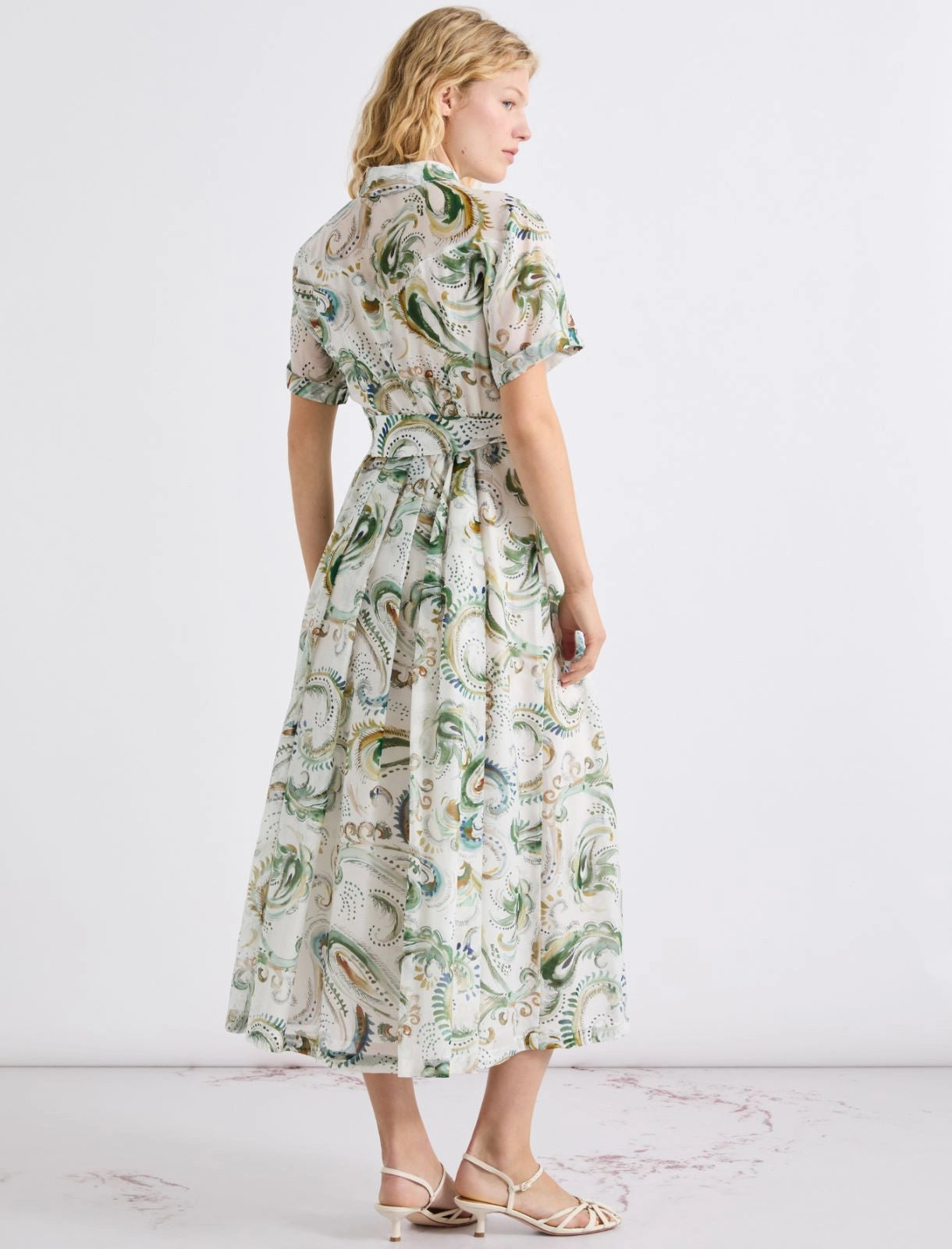 Marella Robe en Voile de Coton et Soie Blanc Optique