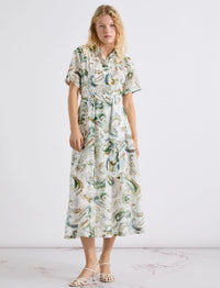 Marella Robe en Voile de Coton et Soie Blanc Optique