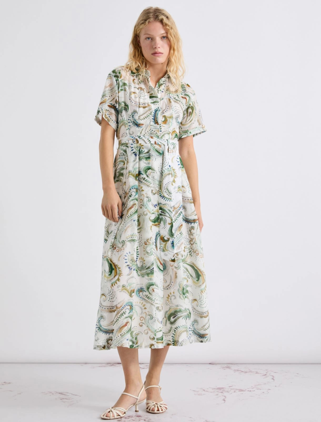 Marella Robe en Voile de Coton et Soie Blanc Optique
