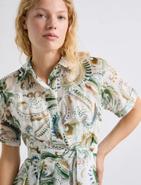 Marella Robe en Voile de Coton et Soie Blanc Optique