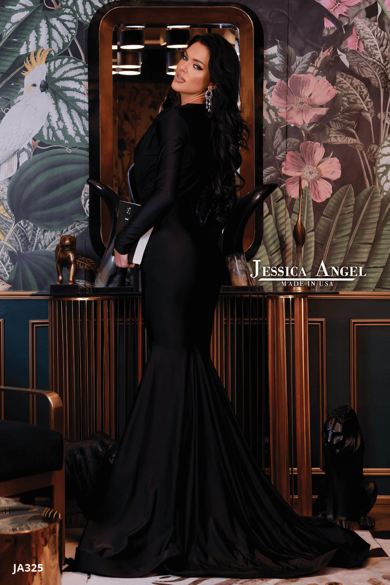 Jessica Angel Long Sleeve Deep V Gown