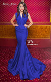 Jessica Angel Deep V Gown with Gathered Shoulders