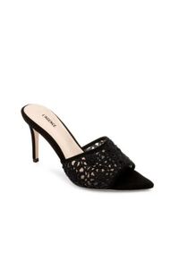 L'Agence Armand suede slides Black