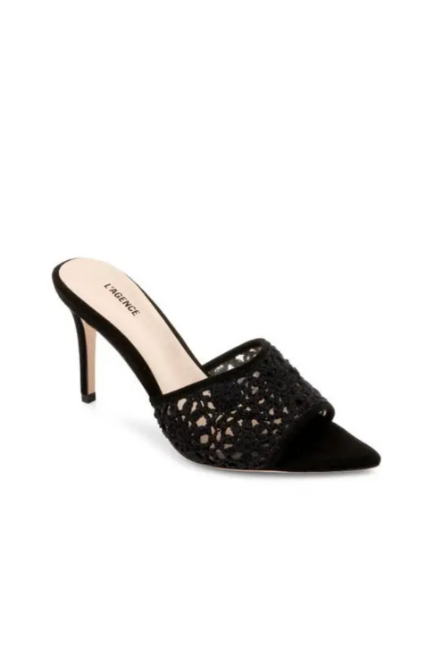 L'Agence Armand suede slides Black