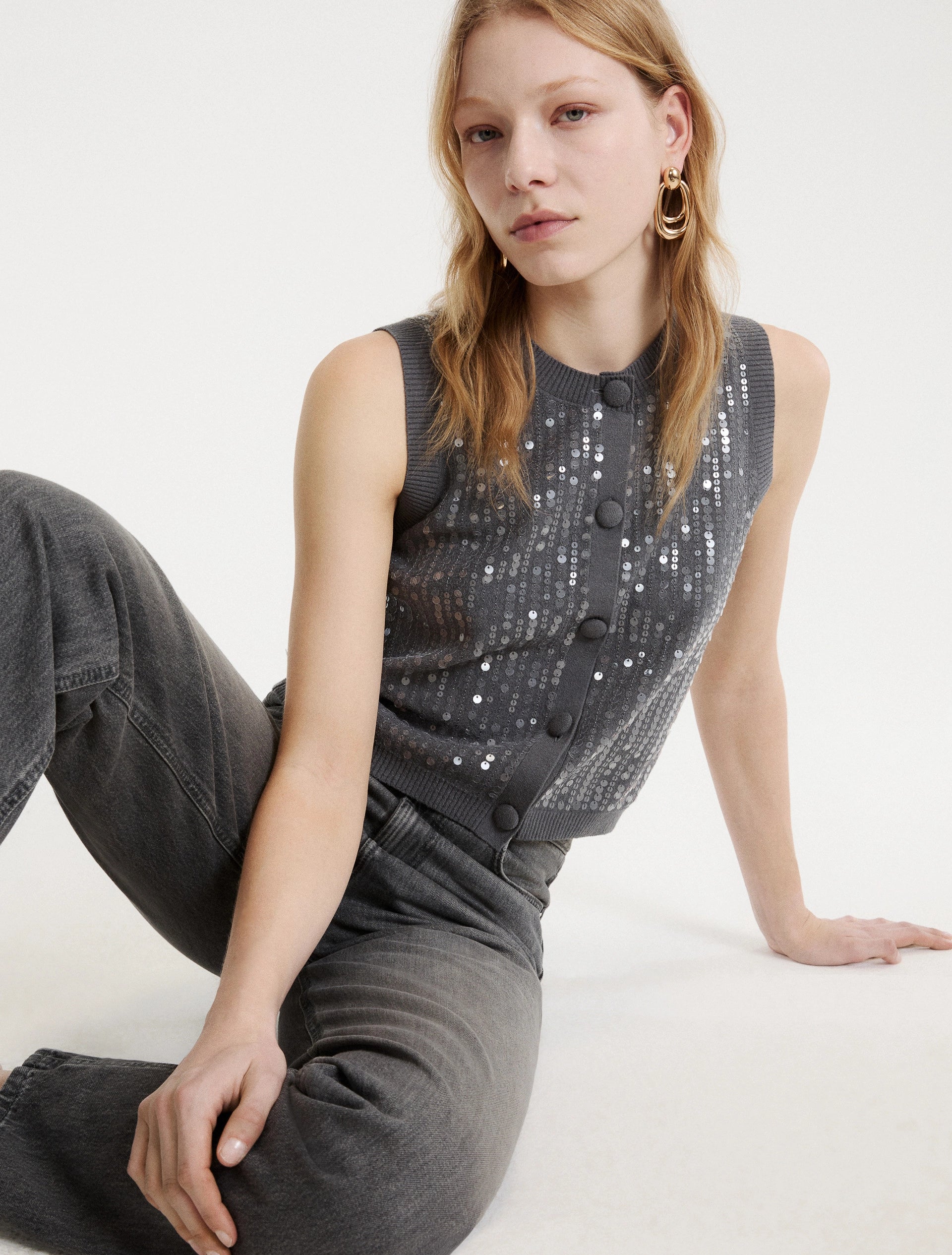 Gilet en maille Marella Eroico Gris clair