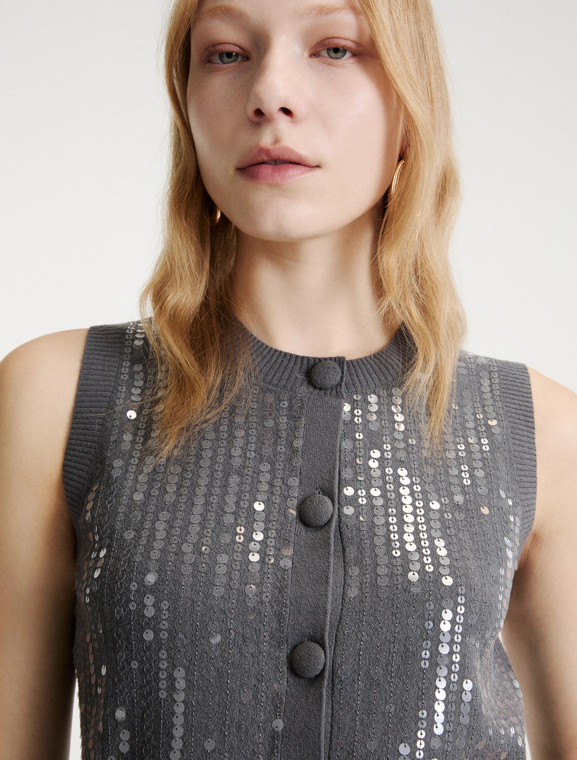 Gilet en maille Marella Eroico Gris clair