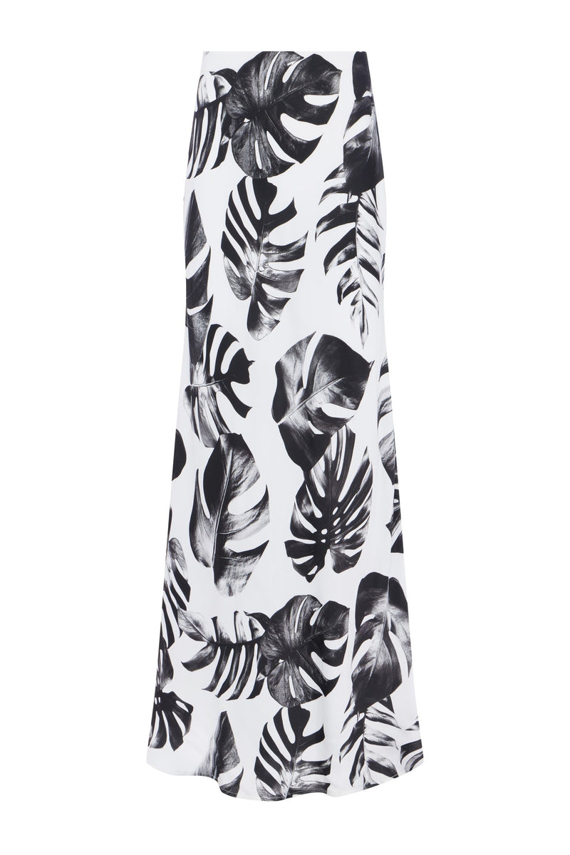 L'Agence Zeta Printed Palm Long Skirt