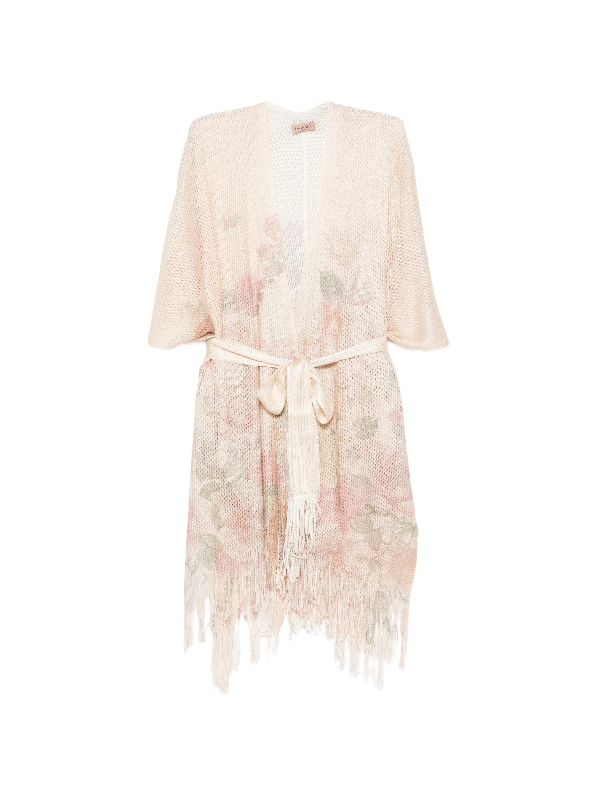 Twinset Floral-Print Fringed Beach Cover-Up