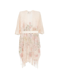 Twinset Floral-Print Fringed Beach Cover-Up