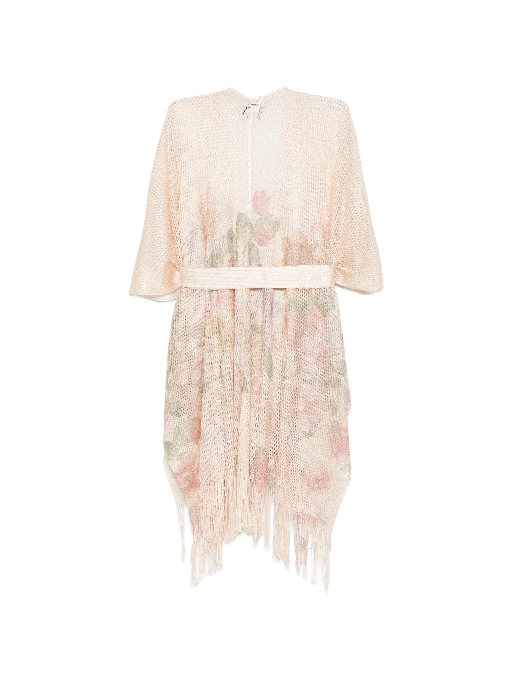 Twinset Floral-Print Fringed Beach Cover-Up
