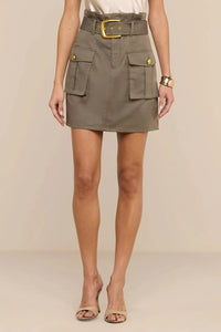 L'Agence 3474CTB-SMOL Maelis Paperbag Mini Skirt Smokey Olive