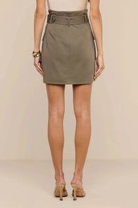 L'Agence 3474CTB-SMOL Maelis Paperbag Mini Skirt Smokey Olive