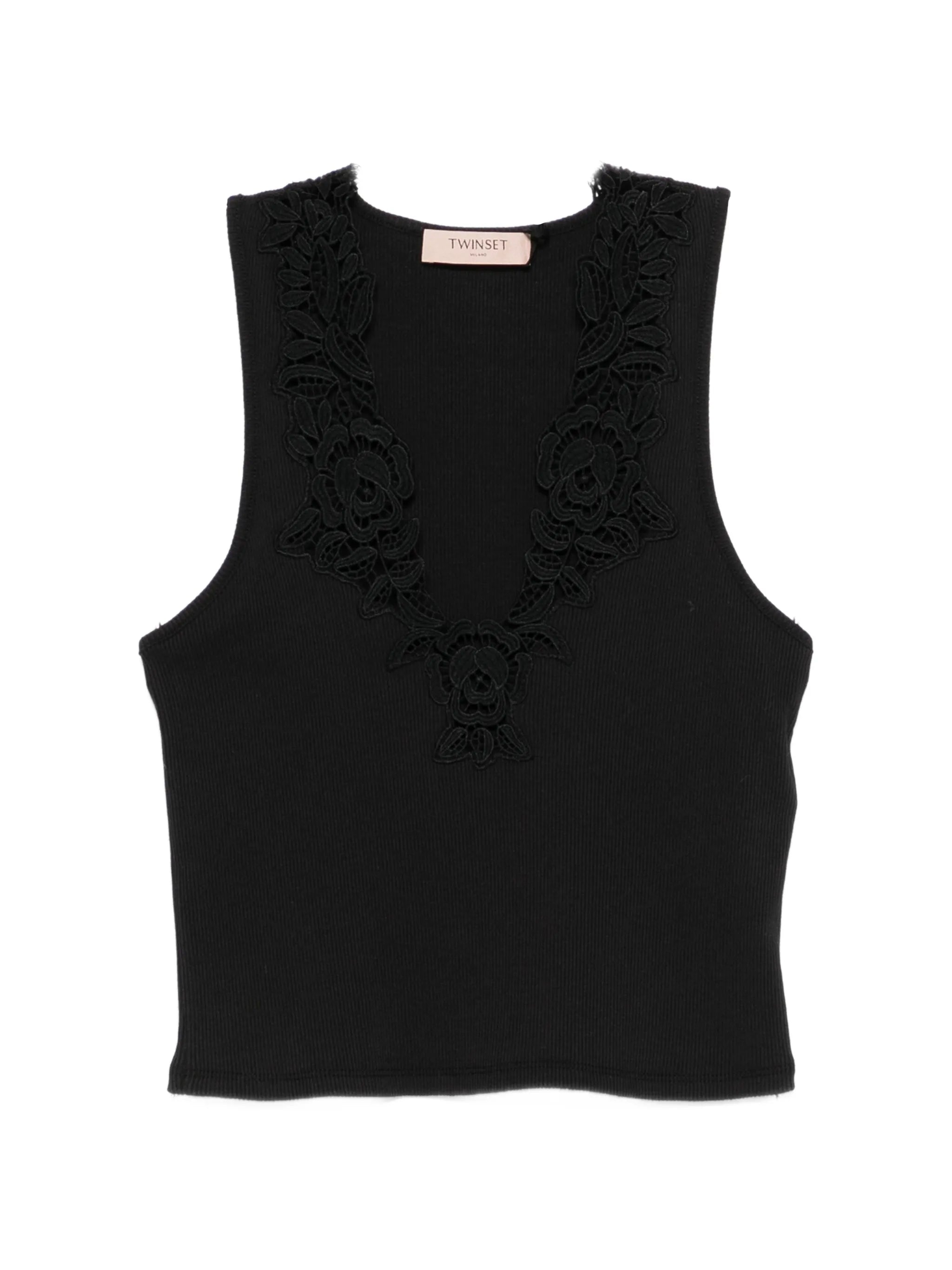 Twinset Ribbed Tank Top Black