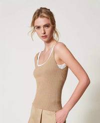 Twinset haut en maille ajusté trompe-l'œil