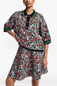 Essentiel Antwerp Kartos Floral-Print Polo with Bow Buttons Flower Multi