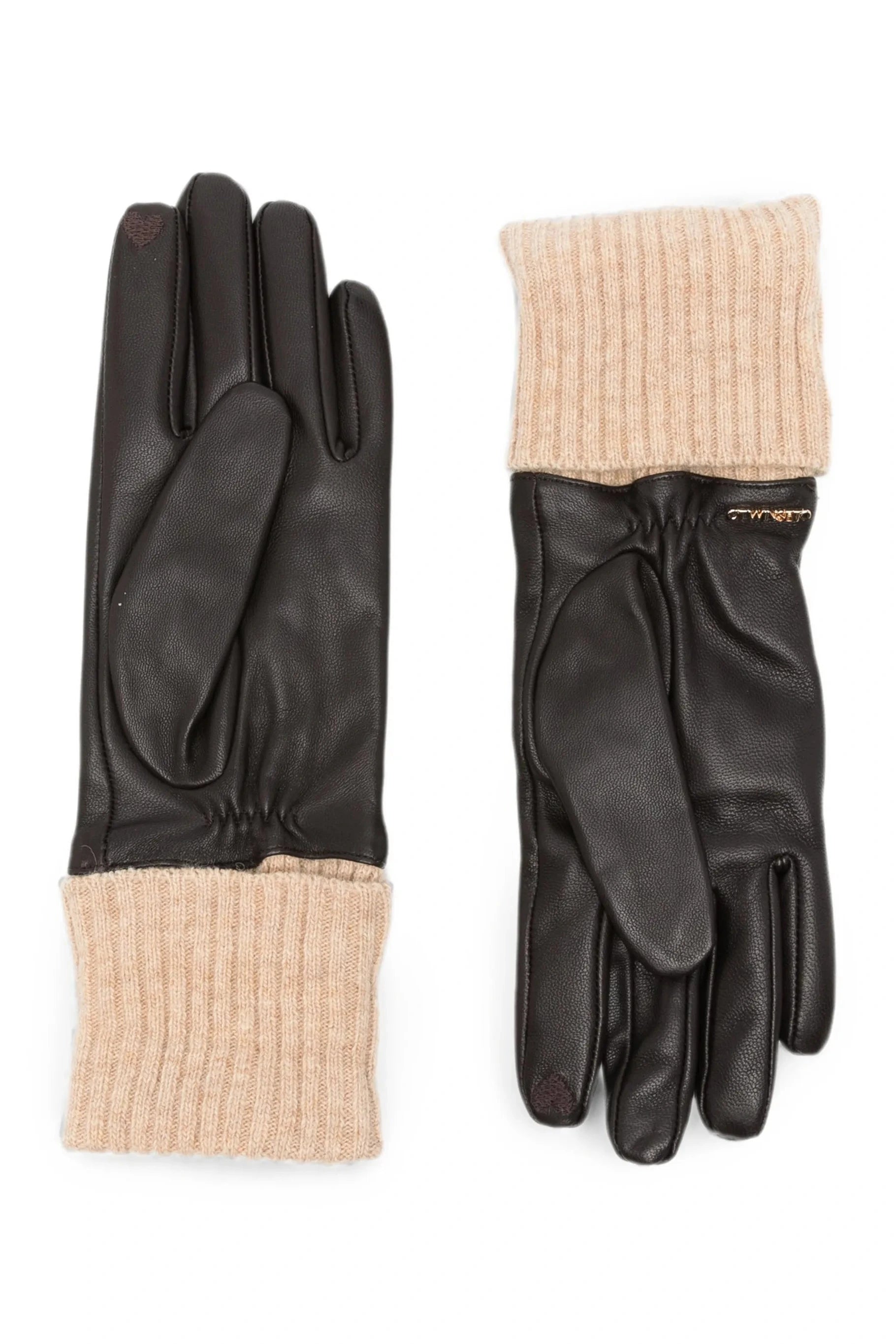 Twinset Logo-Opaque Gloves - Dark Brown