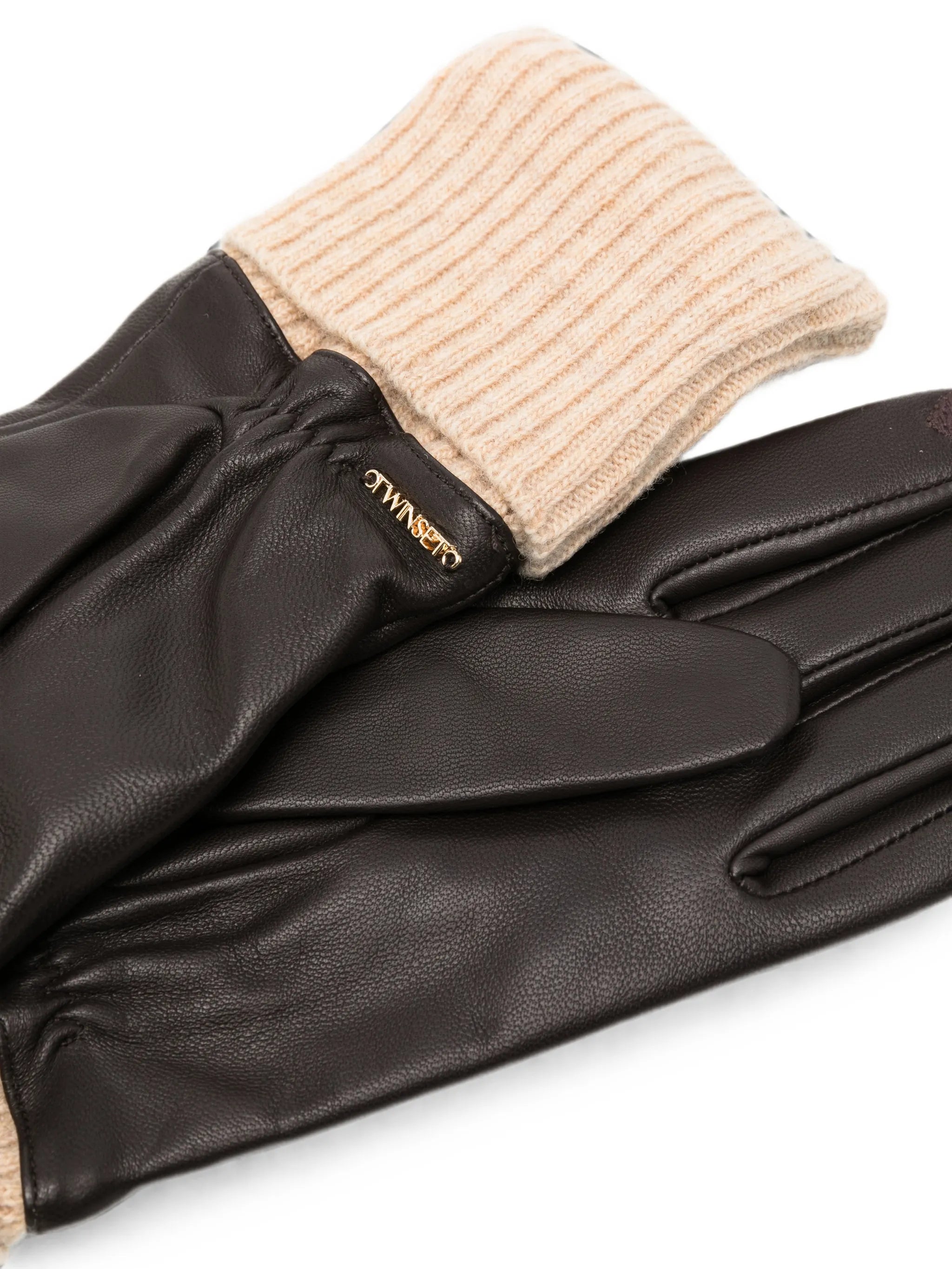Twinset Logo-Opaque Gloves - Dark Brown