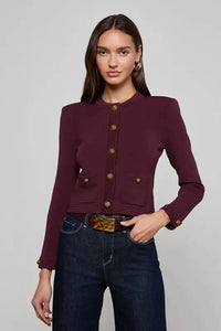 L'Agence 80161NXC2-MLBG Gilet court Patsy à col rond Malbec/Gold