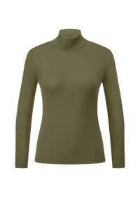 Riani Long-Sleeve Top With Stand-Up Collar Olive