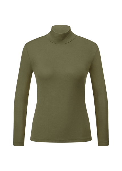 Riani Long-Sleeve Top With Stand-Up Collar Olive