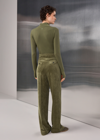 Riani Long-Sleeve Top With Stand-Up Collar Olive