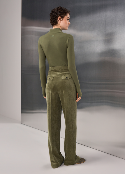 Riani Long-Sleeve Top With Stand-Up Collar Olive