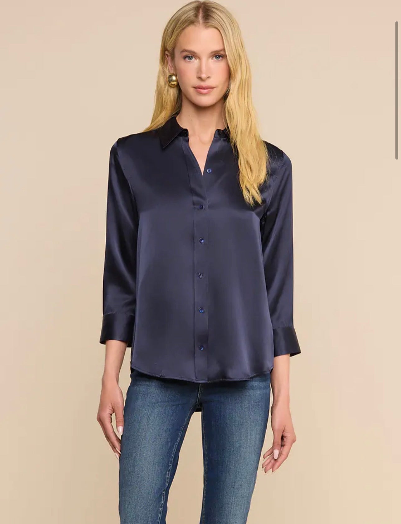 L'Agence Dani 3/4 Sleeve Blouse Midnight