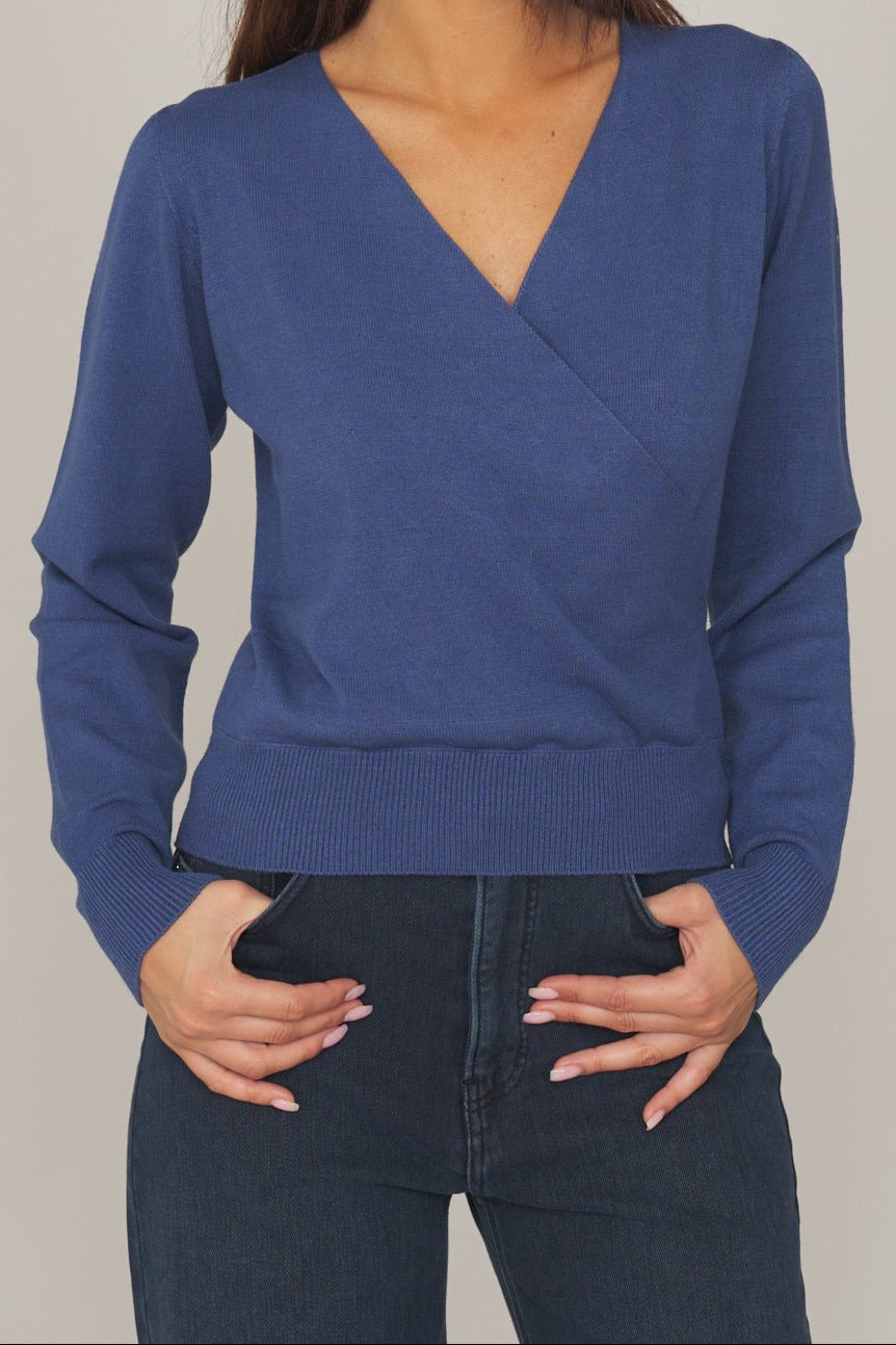 Twinset en maille à manches longues, bleu indigo