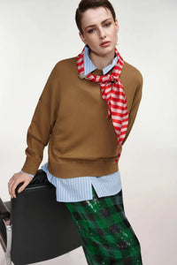 Essentiel Pull Kurtis avec écharpe Camel Club