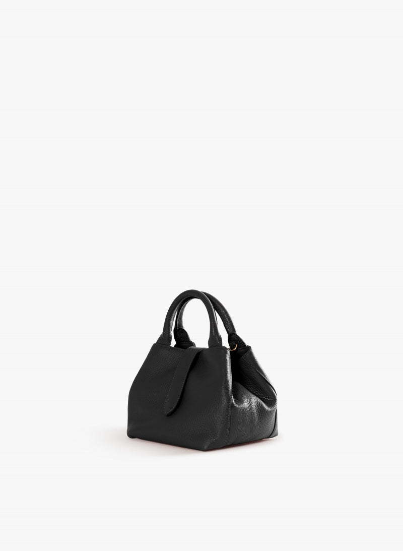 Cinzia Rocca Sac à bandoulière noir en cuir avec poignée intégrée et bandoulière - Noir