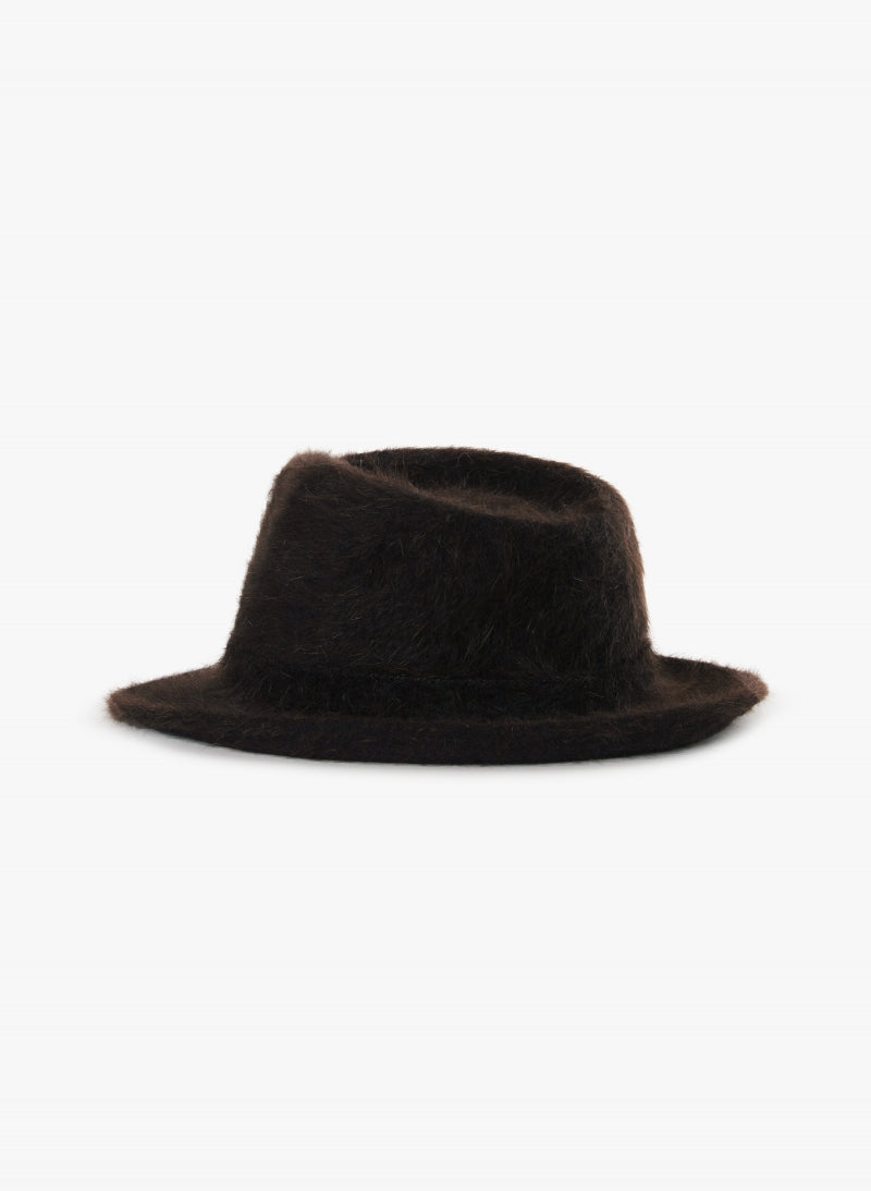 Cinzia Rocca Wool Fedora Hat With Fur-Like Effect - Brown